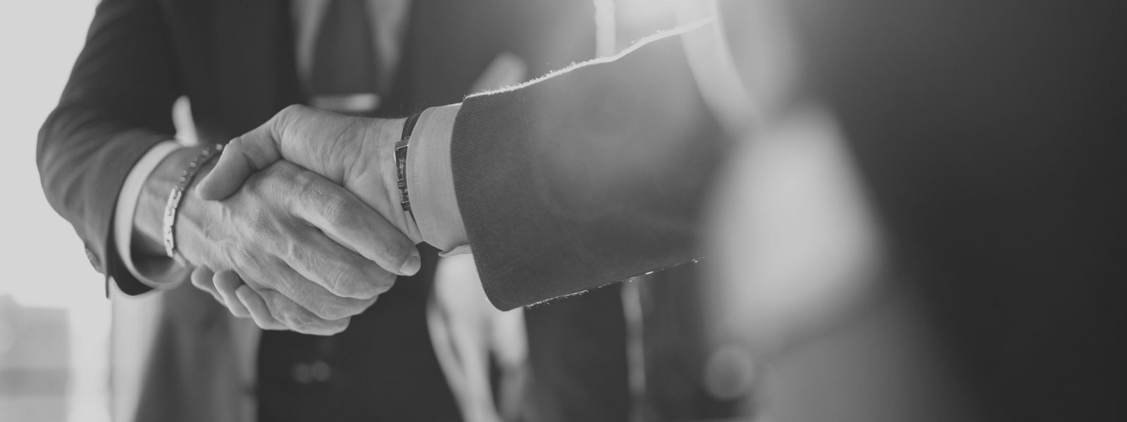 Two men wearing suits shaking hands